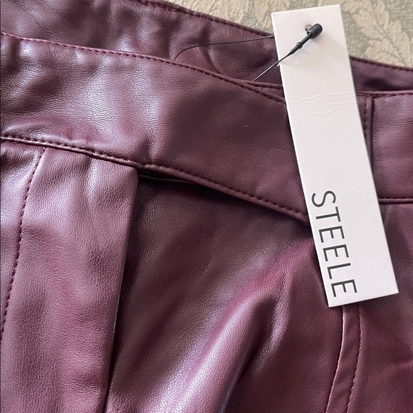 Amanda Steele Faux Leather Pants, Brown High-Waisted with Side Pockets. Sz S - Picture 9 of 11